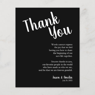 Black and White Wedding Place Setting Thank You Flyer