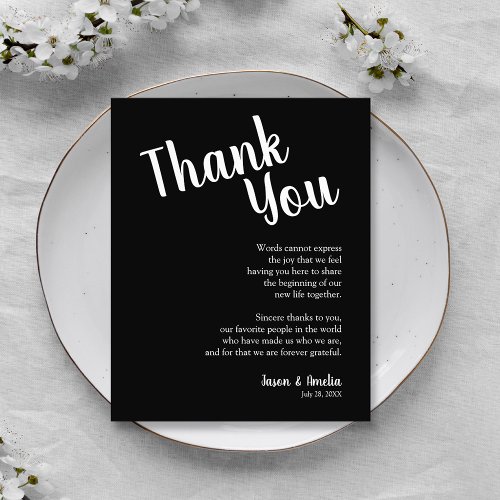 Black and White Wedding Place Setting Thank You Flyer