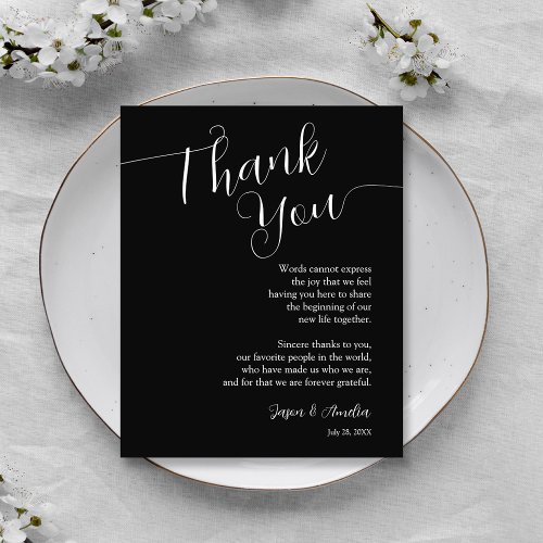 Black and White Wedding Place Setting Thank You Flyer