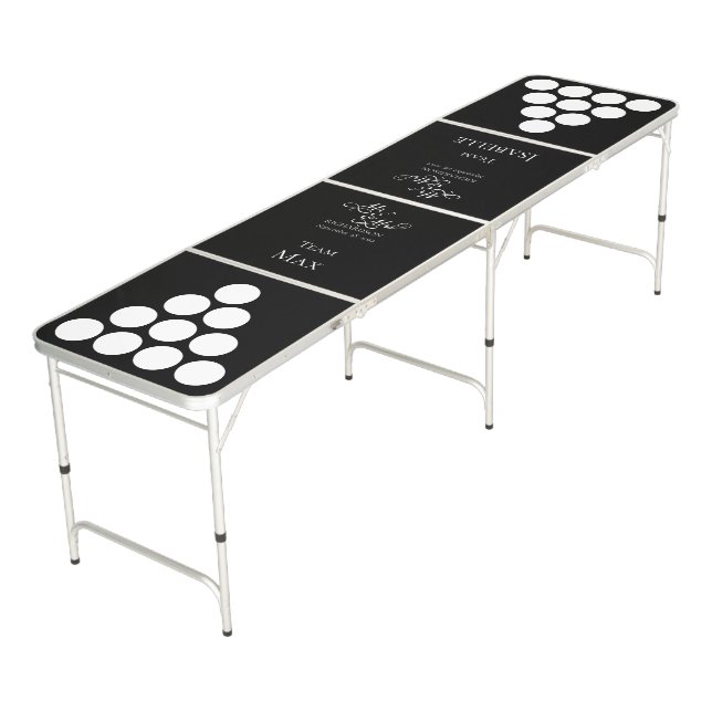 Black and White Wedding Pong Table (Angled)