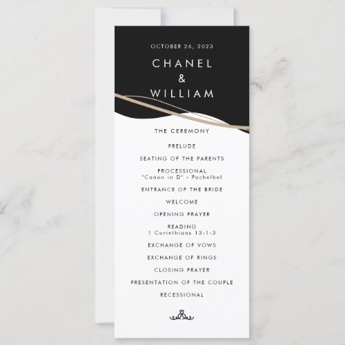 black and white wedding program