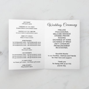 Black and White Wedding Program