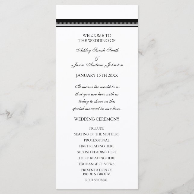 Black and White Wedding Program (Front)