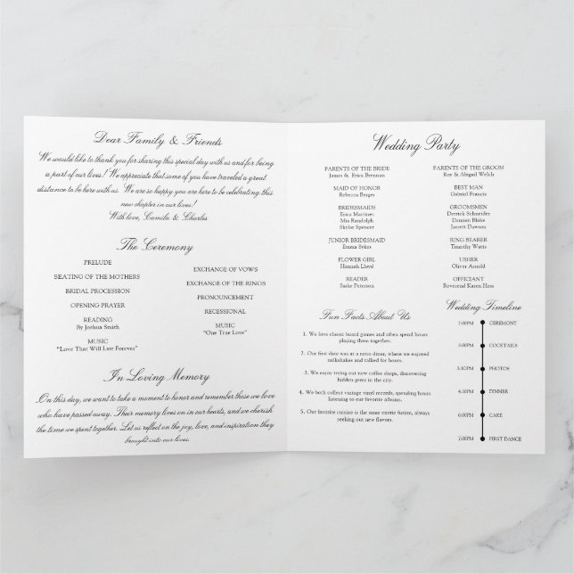 Black and White Wedding Program (Inside)