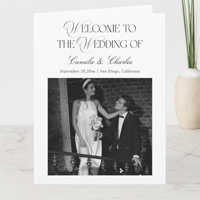 Black and White Wedding Program (Front)