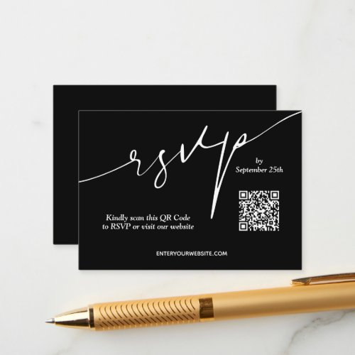 Black and White Wedding QR Code Enclosure Card