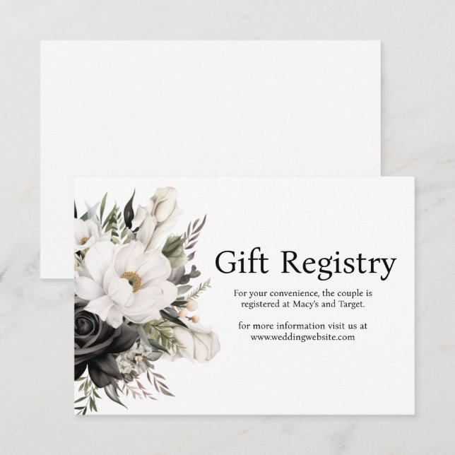 Black and White Wedding Registry Enclosure Card (Front/Back)