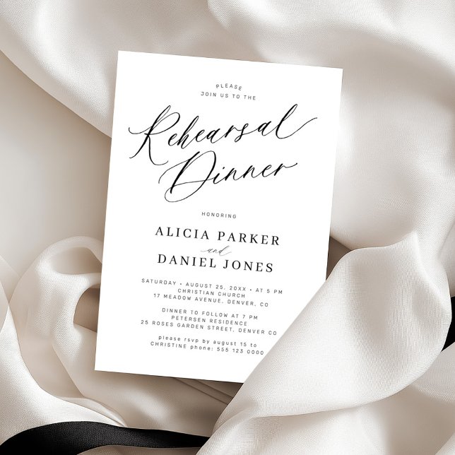 Black and white wedding rehearsal dinner invitation (Creator Uploaded)
