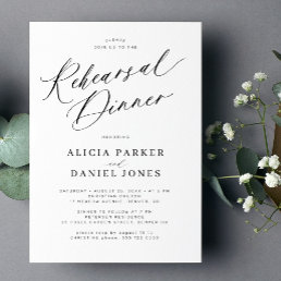 Black and white wedding rehearsal dinner invitation