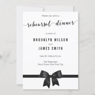 Black And White Wedding Rehearsal Invitations Bow