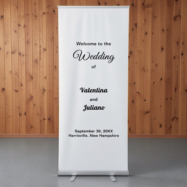 Black and White Wedding Retractable Banner (Typography style black and white wedding retractable banner)