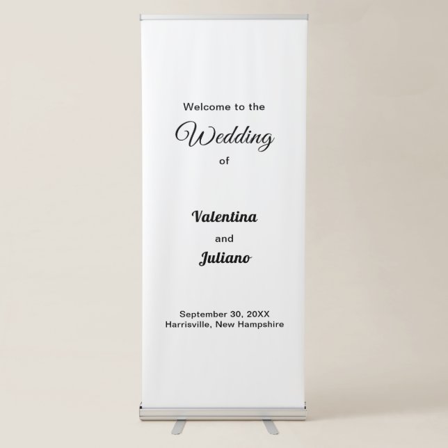 Black and White Wedding Retractable Banner (Front)