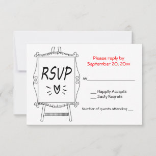 Black And White Wedding RSVP Artist Easel Sign Card