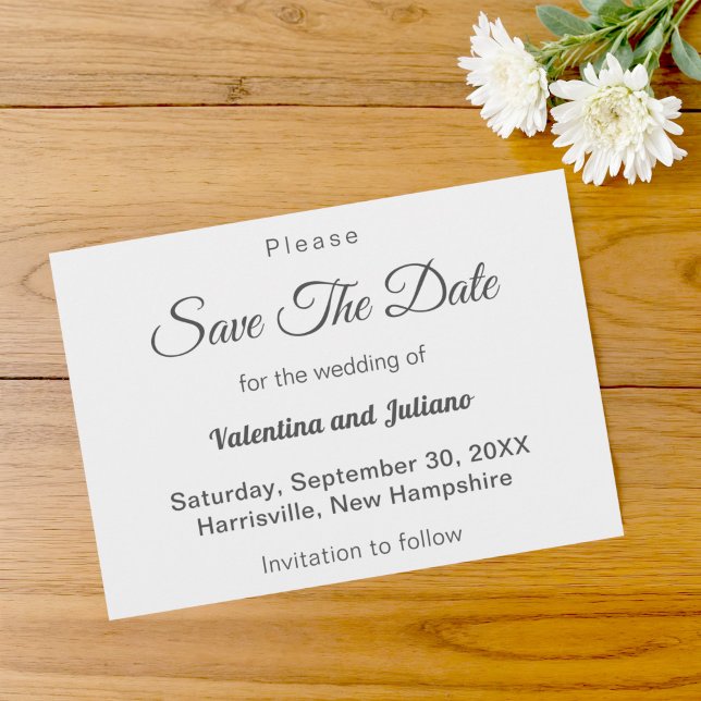 Black and White Wedding Save The Date (Typography style black and white wedding save the date)