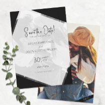 Black and White Wedding Save the Date Color Photo Invitation