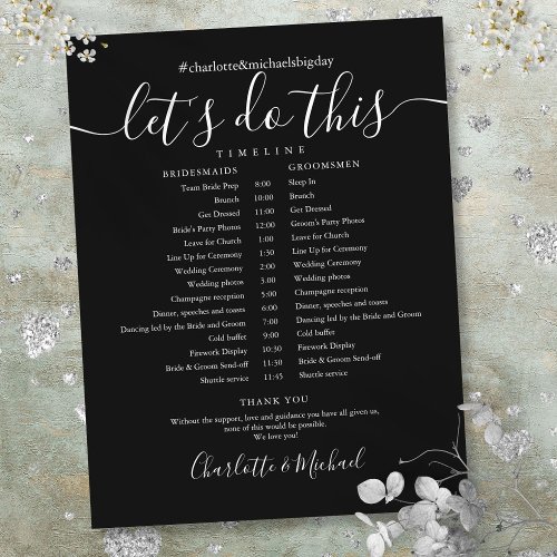 Black And White Wedding Schedule Timeline