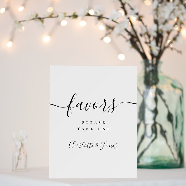 Black And White Wedding Script Favors Table Sign (In Situ (Wedding))