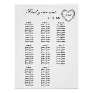 Black and White Wedding Seating Chart