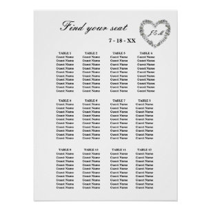 Black and White Wedding Seating Chart