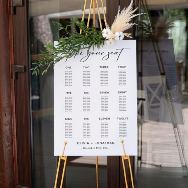 Black and White Wedding Seating Chart 12 Tables  Foam Board (Creator Uploaded)