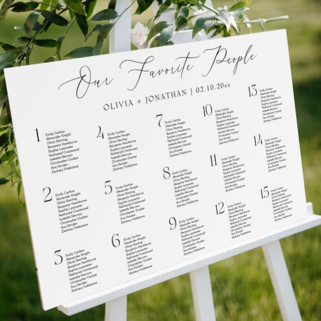 Black and White Wedding Seating Chart 15 Tables  Foam Board (Creator Uploaded)