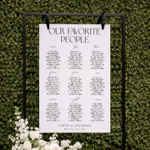 Black and White Wedding Seating Chart 9 Tables Foam Board