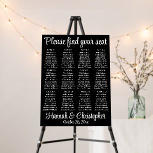 Black and White Wedding Seating Chart Modern Plan Foam Board