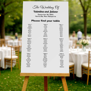 Black and White Wedding Seating Chart on Foam Board