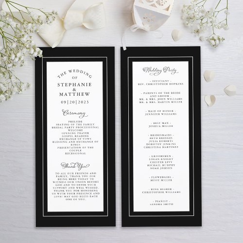 Black and White Wedding Service Ceremony Elegant Program