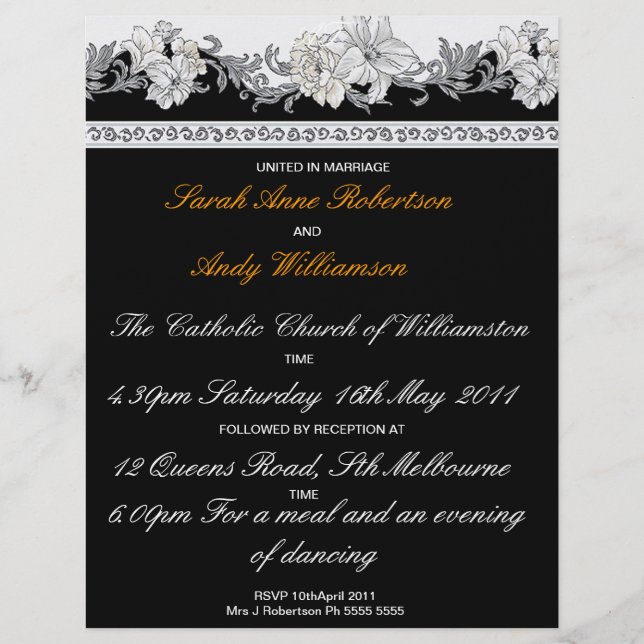 Black and white wedding set (Invitation) (Front)