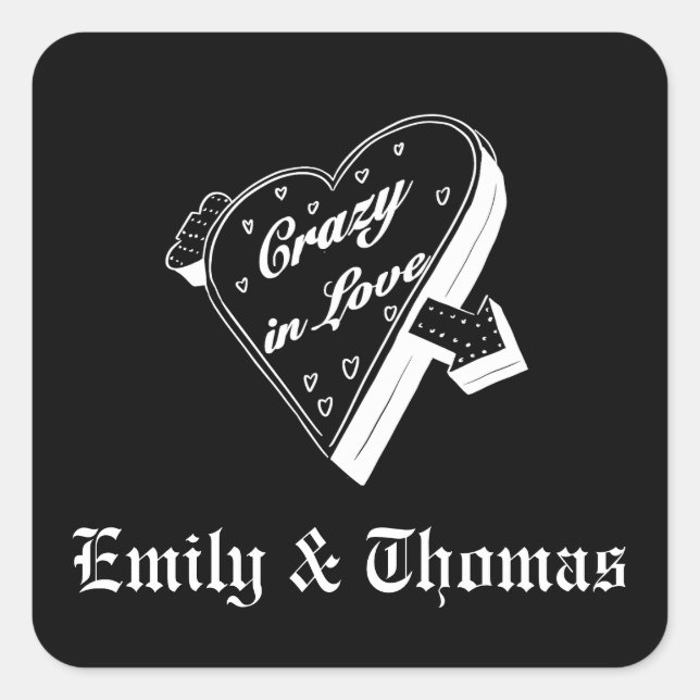 Black and white wedding sticker (Front)