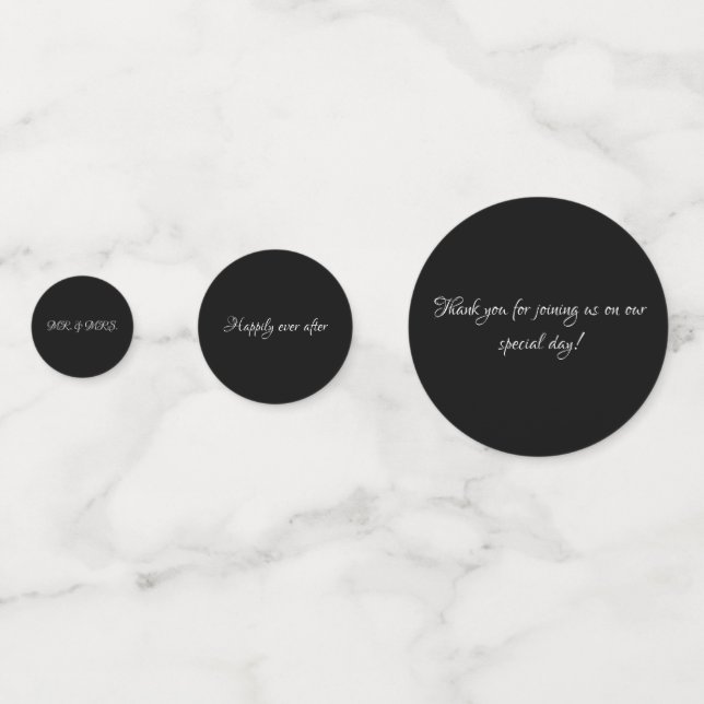 Black and white wedding table confetti (Fronts)