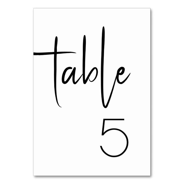 Black and White Wedding Table Number (Front)