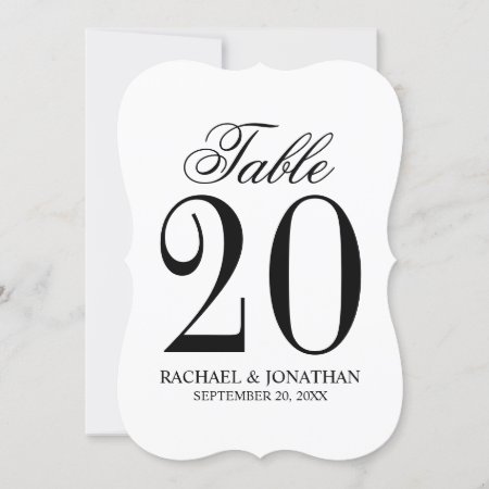 Black And White Wedding Table Number Card