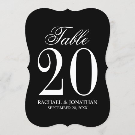Black And White Wedding Table Number Card