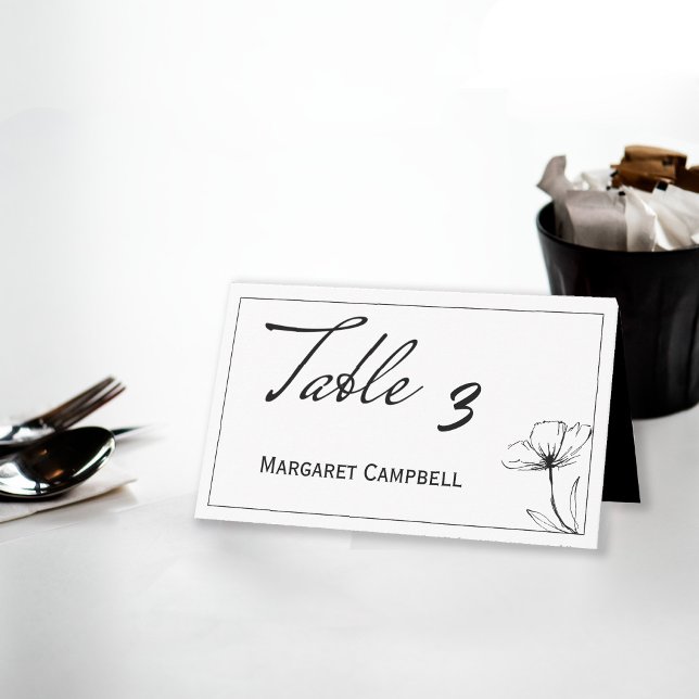 Black and White Wedding Table Number Place Card (Creator Uploaded)