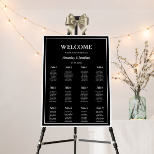 Black and White Wedding Table Seating Chart Foam Board