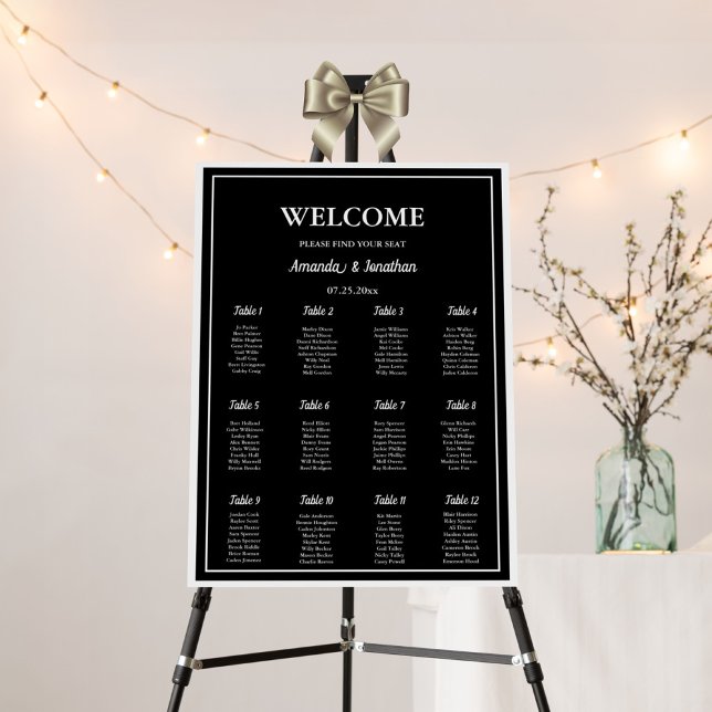 Black and White Wedding Table Seating Chart  Foam Board (Creator Uploaded)