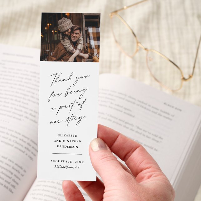 Black and White Wedding Thank You Favor  Bookmarks (Hand)