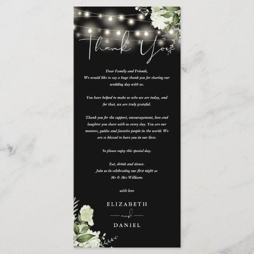Black And White Wedding Thank You Place Card