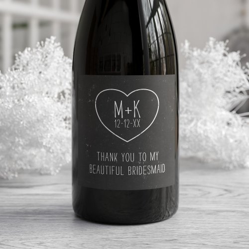 Black and White Wedding Thank You Wine Label