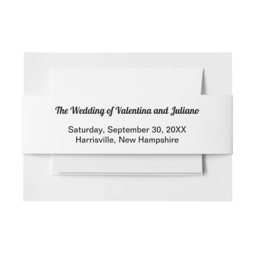 Black and White Wedding Theme Landscape Format Invitation Belly Band