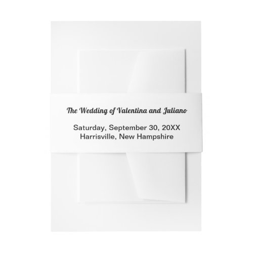 Black and White Wedding Theme Portrait Format Invitation Belly Band