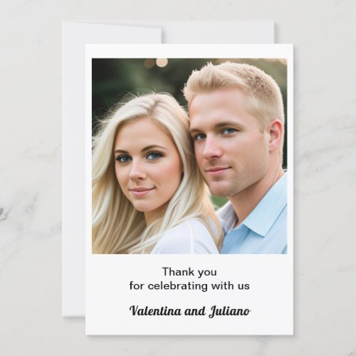 Black and White Wedding Theme With Photo Thank You Card