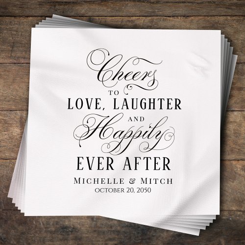 Black and White Wedding Typography Cheers Simple Napkins