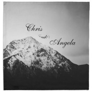 Black and white wedding under the mountains cloth napkin