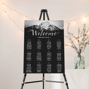 Black and white wedding under the mountains foam board