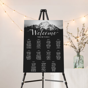 Black and white wedding under the mountains foam board