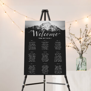 Black and white wedding under the mountains foam board