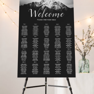 Black and white wedding under the mountains foam board